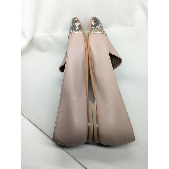 AGL Loafers Snake Skin Cap-Toe Womens 38.5 Nude Leather Preppy Old Money Career - Picture 5 of 7